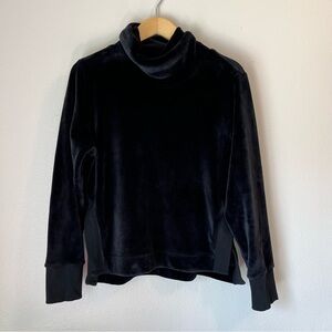 Athleta Double Cozy Karma Funnel Turtle Neck Fleece Sweatshirt Velour Velvet